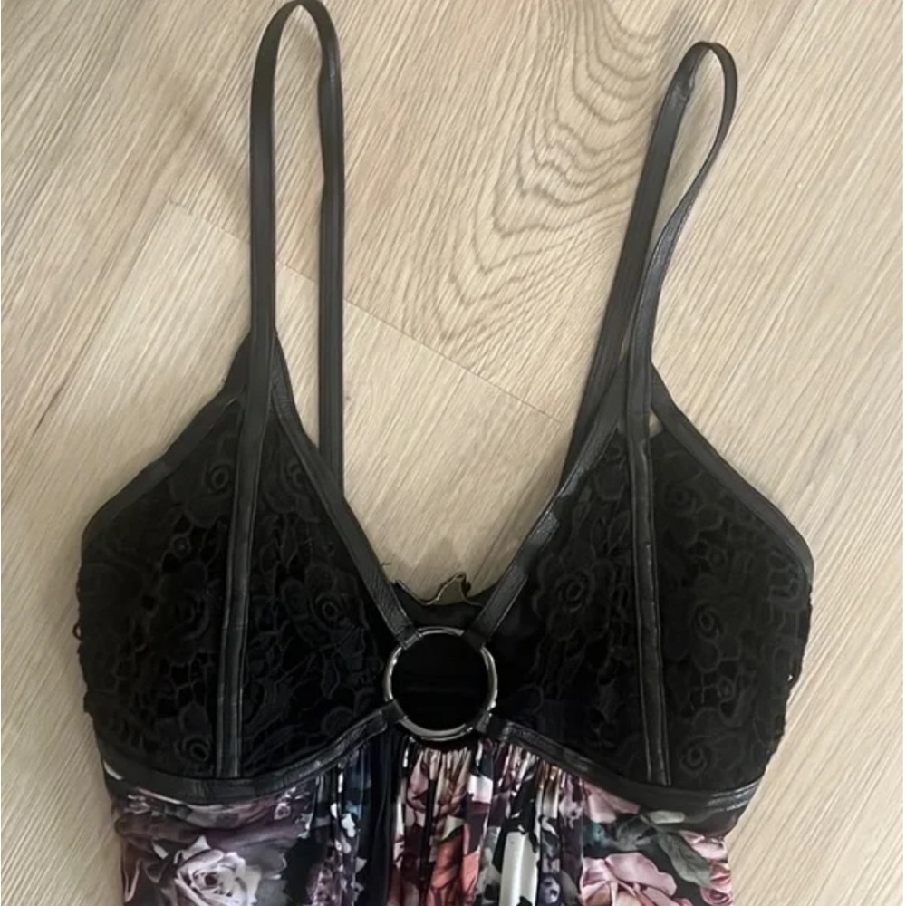 Beautiful Floral Maxi Dress with Sexy Strappy Leather Detail - Picture 4 of 5